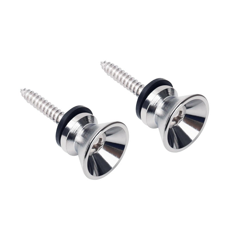 Banworks Guitar Strap Buttons Metal End Pins with Mounting Screws for Acoustic/Electric Strat Tele Guitars Pack of 2 JT/BDK-01 Chrome - Image 3