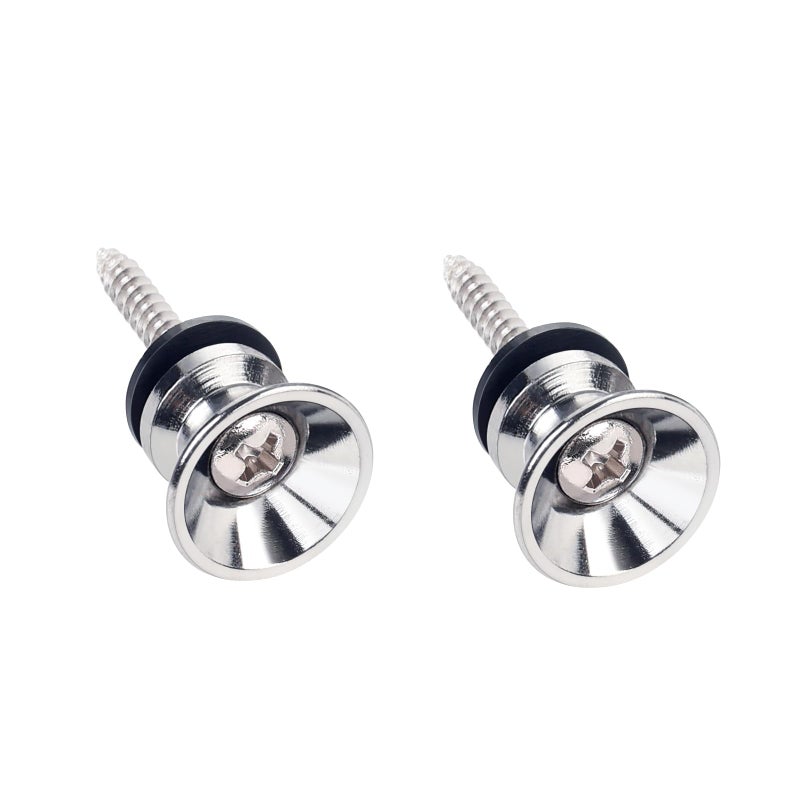 Banworks Guitar Strap Buttons Metal End Pins with Mounting Screws for Acoustic/Electric Strat Tele Guitars Pack of 2 JT/BDK-01 Chrome - Image 1