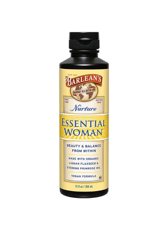 BARLEAN'S Essential Woman Liquid Supplement for Women, Organic Flaxseed, Evening Primrose Oil and Soy Isoflavones, Omega 3 6 9 and GLA, 12 oz - Image 1