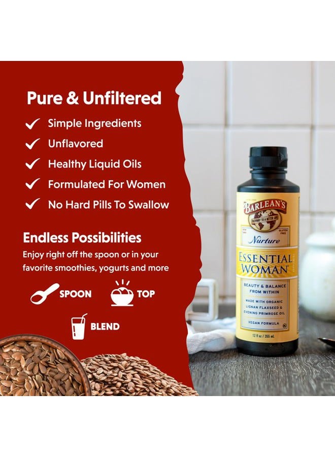 BARLEAN'S Essential Woman Liquid Supplement for Women, Organic Flaxseed, Evening Primrose Oil and Soy Isoflavones, Omega 3 6 9 and GLA, 12 oz - Image 4