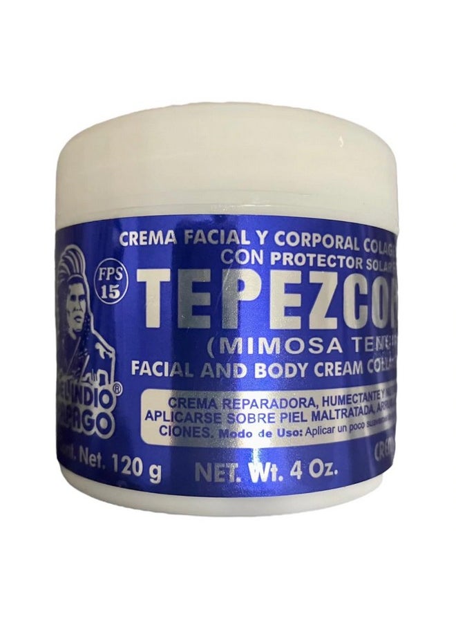 del indio papago - El Indio Papago Tepezcohuite 120G Skin Cream Collagen & Vitamin E Sunscreen Spf15 White - Image 1