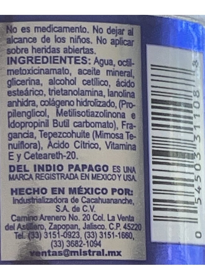 del indio papago - El Indio Papago Tepezcohuite 120G Skin Cream Collagen & Vitamin E Sunscreen Spf15 White - Image 1
