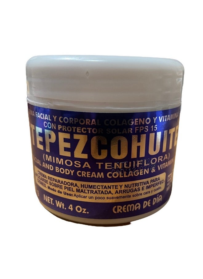 del indio papago - El Indio Papago Tepezcohuite 120G Skin Cream Collagen & Vitamin E Sunscreen Spf15 White - Image 1