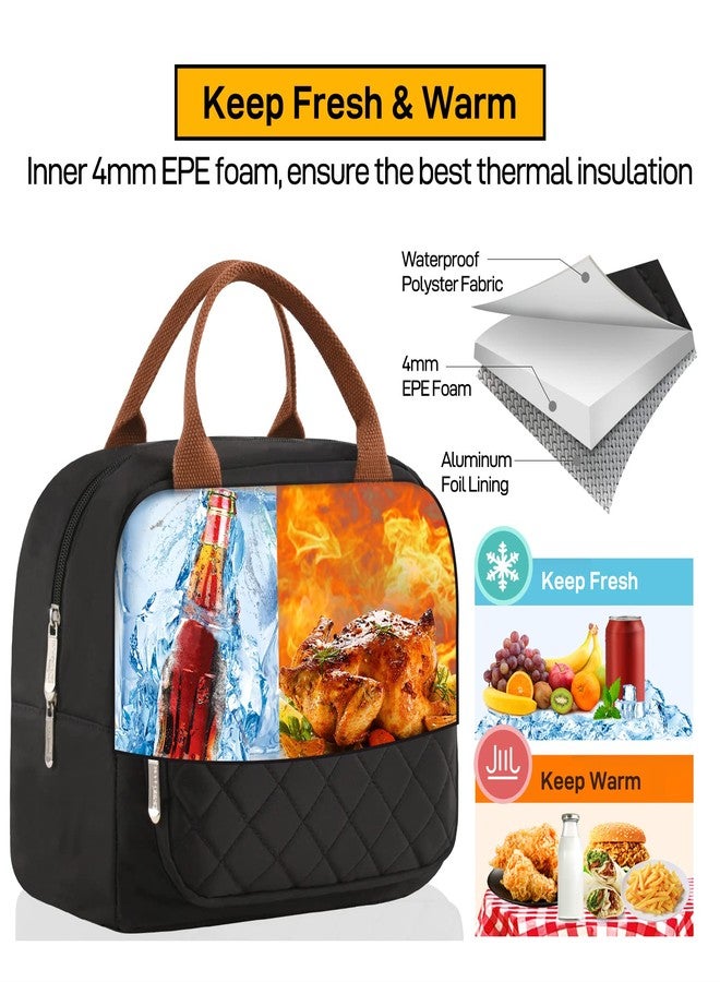 HOMESPON Lunch Bag for Woman Man Adults with Front Pocket Insulated Lunch Tote Lunch Box Container for Work Picnic or Travel(Black) - Image 5