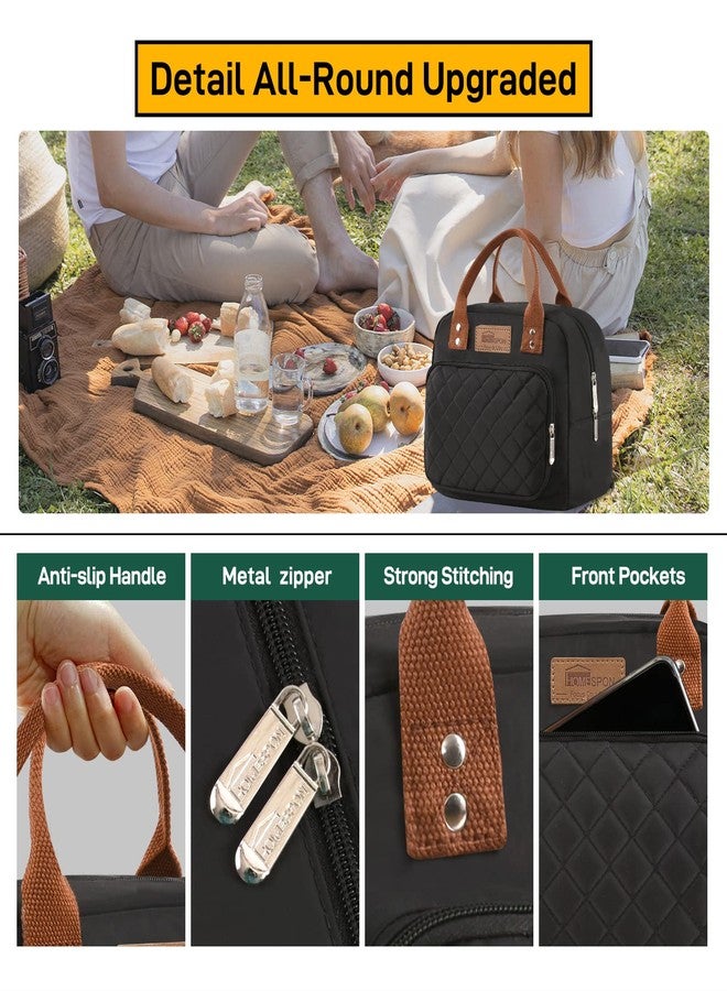 HOMESPON Lunch Bag for Woman Man Adults with Front Pocket Insulated Lunch Tote Lunch Box Container for Work Picnic or Travel(Black) - Image 4