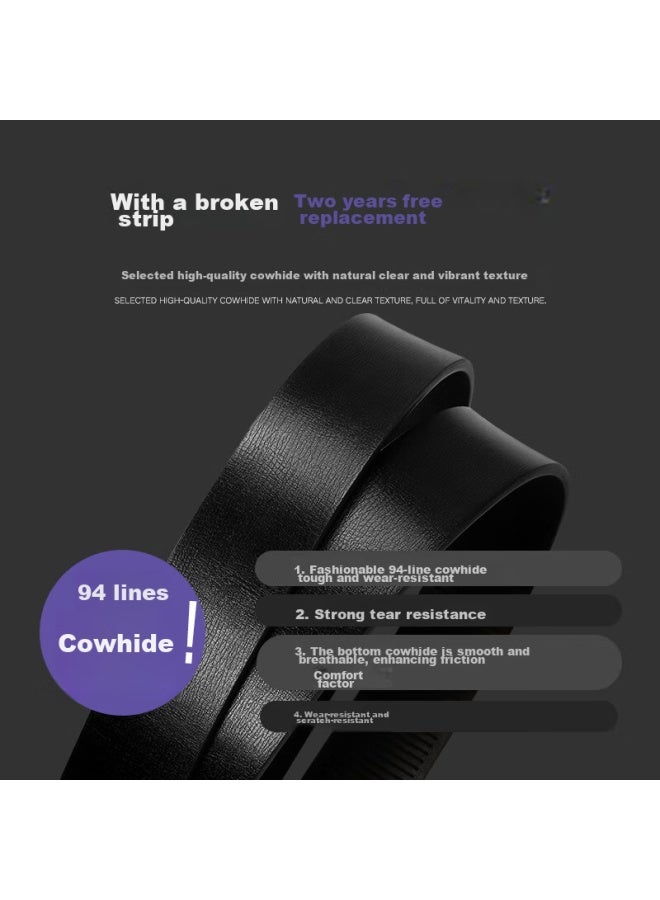 Cow Leather Belt For Men, Automatic Buckle, Business Casual Cowhide Belt, Birthday Gift For Husband, 686 - Image 4