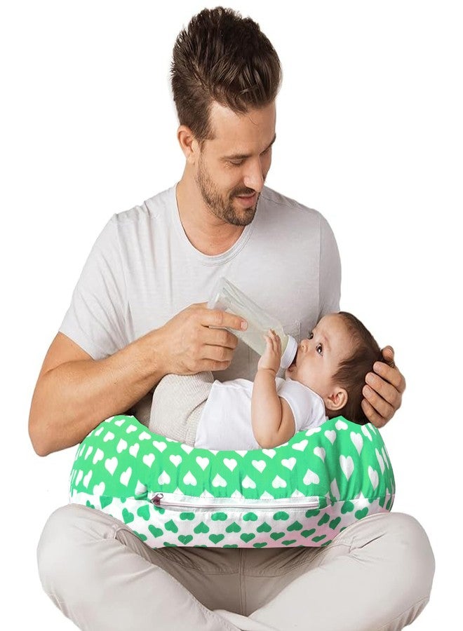 VParents Feeding Pillow, Breast Feeding Pillows Vacuum Packed Cotton Nursing Pillow and Positioner, Breastfeeding, Bottle Feeding, Baby Support Rosy (Green) 110487 - Image 3