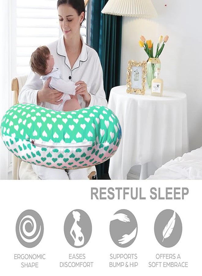 VParents Feeding Pillow, Breast Feeding Pillows Vacuum Packed Cotton Nursing Pillow and Positioner, Breastfeeding, Bottle Feeding, Baby Support Rosy (Green) 110487 - Image 5