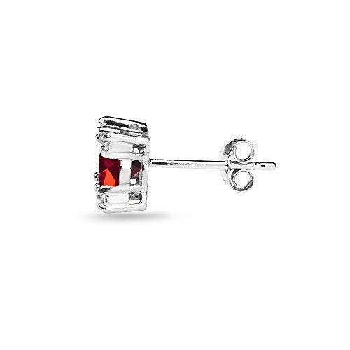 GemStar USA Sterling Silver Dark Red Studded Solitaire Stud Earrings Made with European Crystals - Image 3