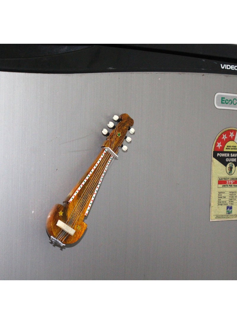 India Meets India India Meets India Handmade Wooden Classical Indian Music Instrument Showpiece Miniature Magnetic Sarod Fridge Magnets 675inch  - Image 5