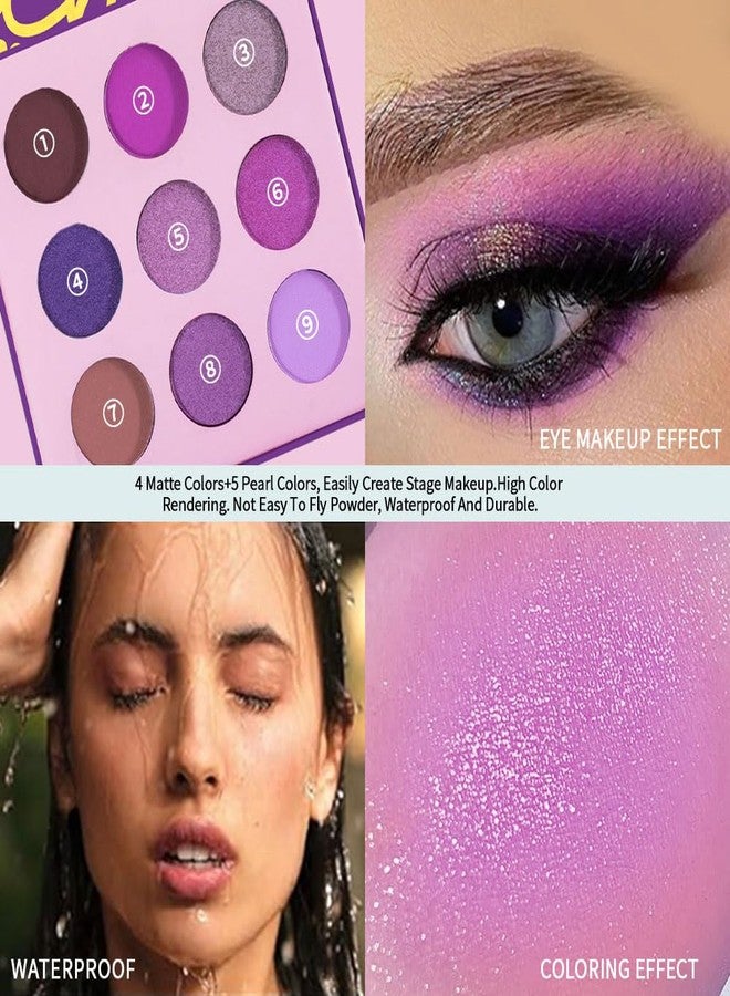 Hxssll 9-Color Purple Eyeshadow Palette - Matte, Shimmer & Glitter Shades in Magenta, Lavender, Lilac, Violet & Taupe, High Pigment Long-Lasting Waterproof Blendable Eye Makeup for Bold & Creative Looks - Image 4