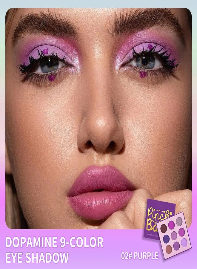 Hxssll 9-Color Purple Eyeshadow Palette - Matte, Shimmer & Glitter Shades in Magenta, Lavender, Lilac, Violet & Taupe, High Pigment Long-Lasting Waterproof Blendable Eye Makeup for Bold & Creative Looks - Image 5