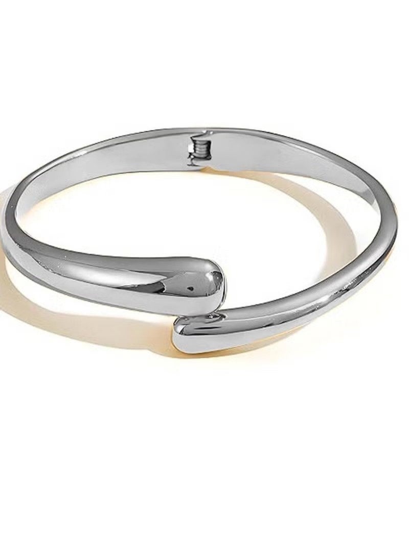 Huitich Irregular Wave Cuff Bracelet – Fluid Design in Silver Tone colour  - Image 1