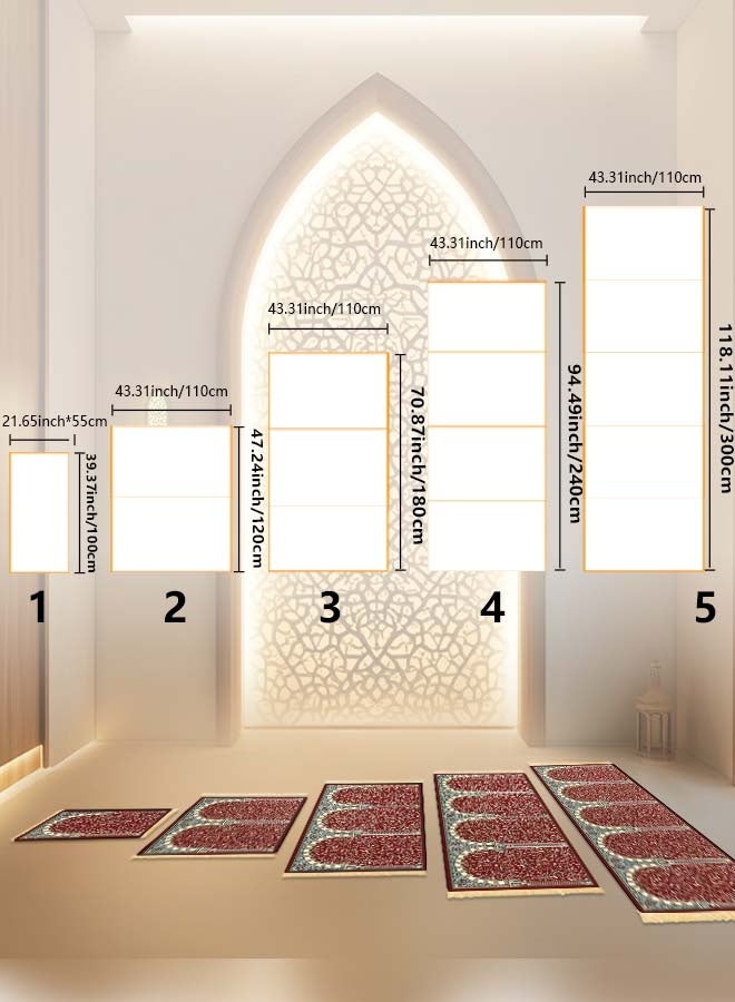 Premium Velvet Cotton Felt Multi-Person Prayer Mat - Extra Thick Islamic Sajada for Family & Group Prayer - Image 3
