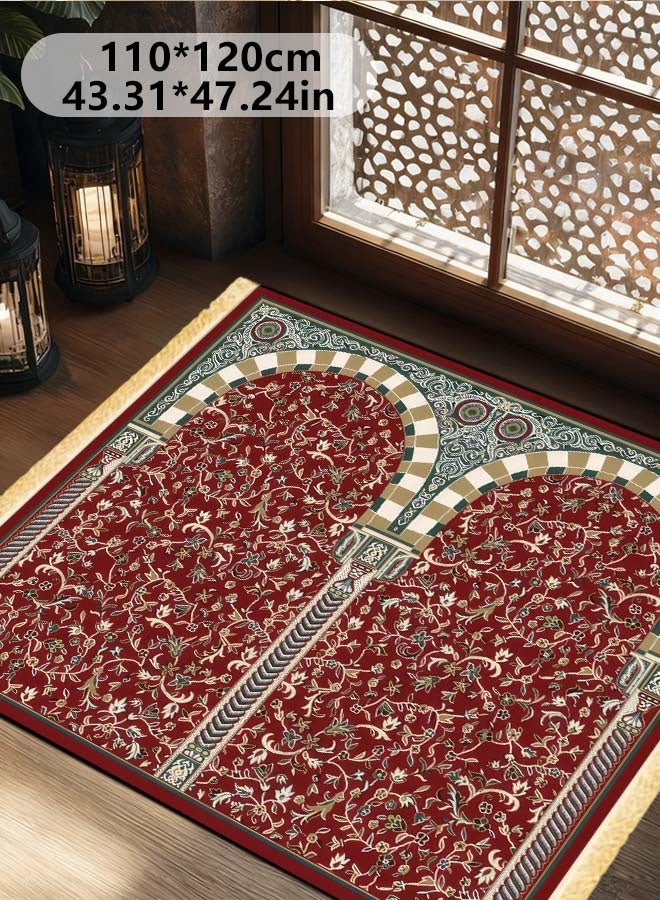 Premium Velvet Cotton Felt Multi-Person Prayer Mat - Extra Thick Islamic Sajada for Family & Group Prayer - Image 5