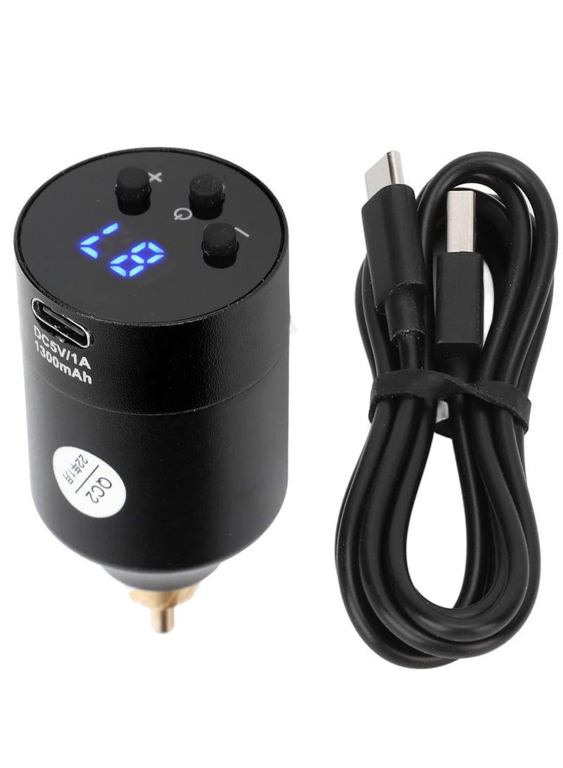 Wireless Tattoo Power Supply with Adjustable Voltage, RCA Interface & LCD Display - Professional Battery for Tattoo Machines (Black) - Image 1