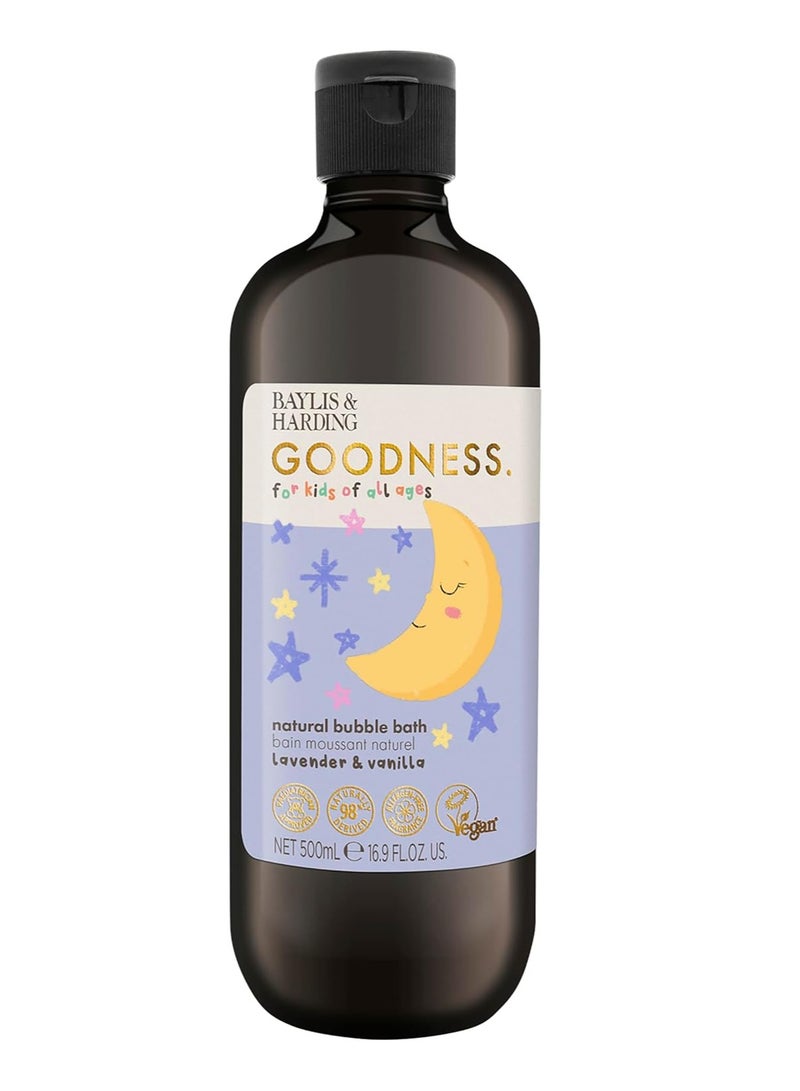 Baylis & Harding حمام فقاعات طبيعي باللافندر والفانيليا للأطفال، 500 مل (عبوة من 3) | روائح مهدئة، مرطبة وملينة | مكونات طبيعية | معتمد من أطباء الأطفال | نباتي