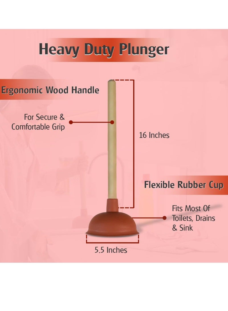 Sink Plunger, 3 Pcs Sink Plunger Kitchen Sink Unblocker Heavy Duty Unblocking Effective Tool, with 9” Wooden Handle, Oilet Pump Unblocker for Kitchen, Sink, Shower and Floor Drains - Image 3