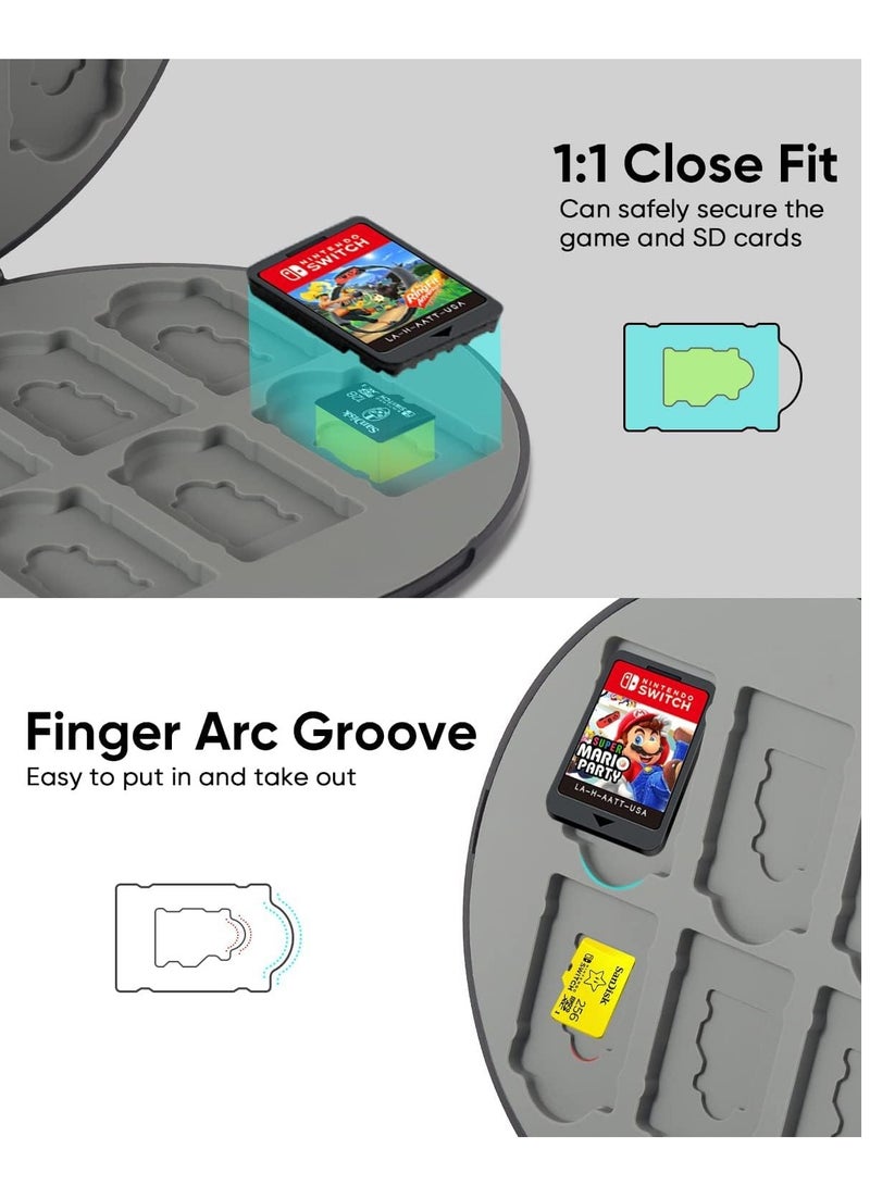 SYOSI Excefore for Nintendo Switch Game Case - Holder Cartridge with 12 Card Slots & Micro SD Slots, Case- Hard Shell, Silicone Lining, Black - Image 4