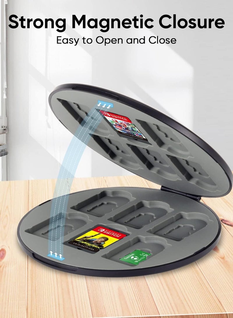 SYOSI Excefore for Nintendo Switch Game Case - Holder Cartridge with 12 Card Slots & Micro SD Slots, Case- Hard Shell, Silicone Lining, Black - Image 2