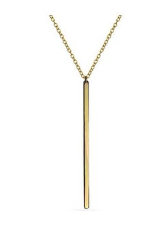 Gold Plated Long Vertical Bar Layering Pendant Necklace