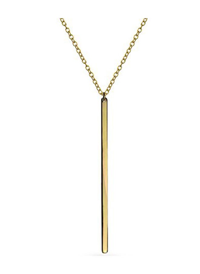 NIBEMINENT - Gold Plated Long Vertical Bar Layering Pendant Necklace - Image 1