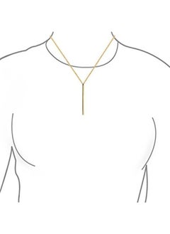 NIBEMINENT Gold Plated Long Vertical Bar Layering Pendant Necklace  - Image 2