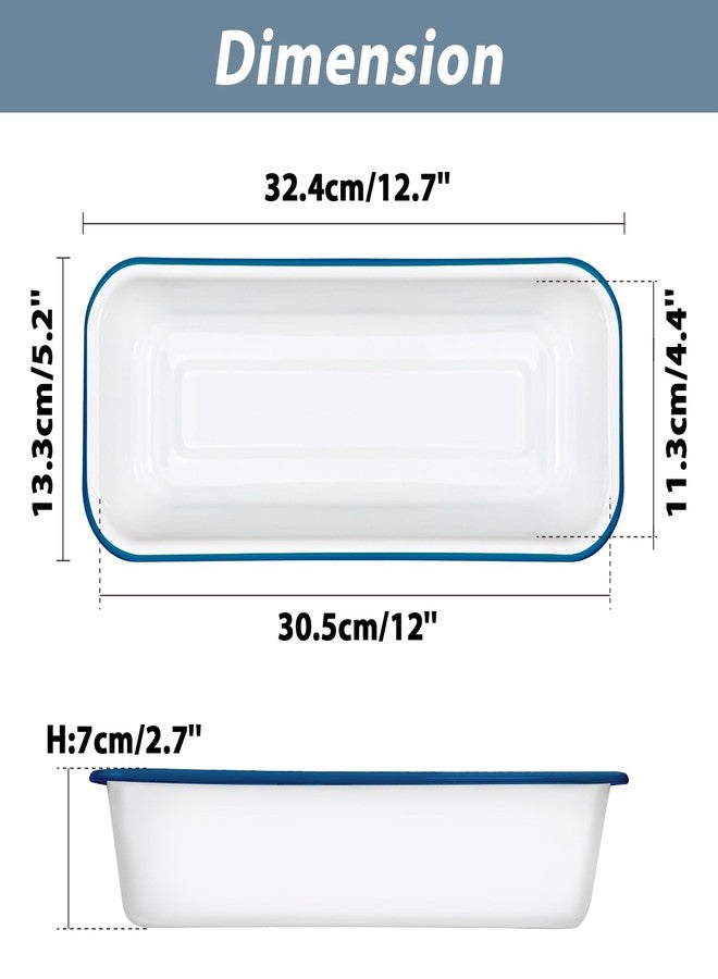 Webake Large Enamel Bread Pan, Long Banana Bread Loaf Pan for Baking, Non-Stick Rectangle Cake Pan Enamelware White 12 x 4.5 Inches - Image 2