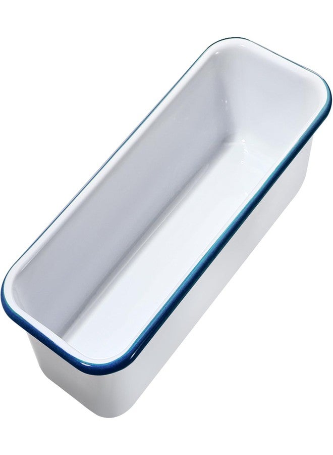 Webake Large Enamel Bread Pan, Long Banana Bread Loaf Pan for Baking, Non-Stick Rectangle Cake Pan Enamelware White 12 x 4.5 Inches - Image 1