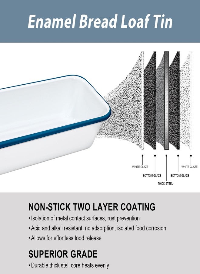 Webake Large Enamel Bread Pan, Long Banana Bread Loaf Pan for Baking, Non-Stick Rectangle Cake Pan Enamelware White 12 x 4.5 Inches - Image 4