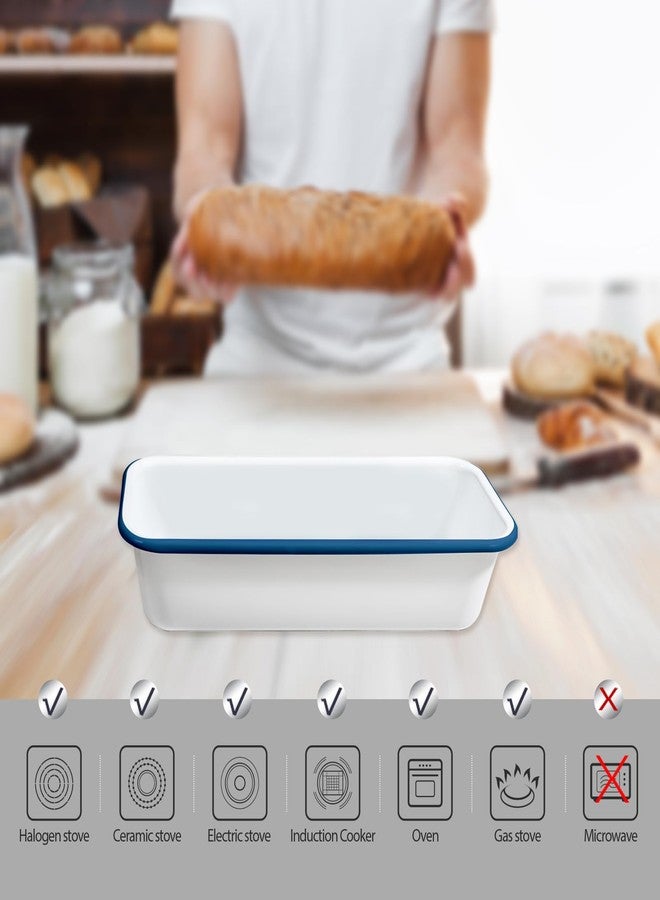 Webake Large Enamel Bread Pan, Long Banana Bread Loaf Pan for Baking, Non-Stick Rectangle Cake Pan Enamelware White 12 x 4.5 Inches - Image 3