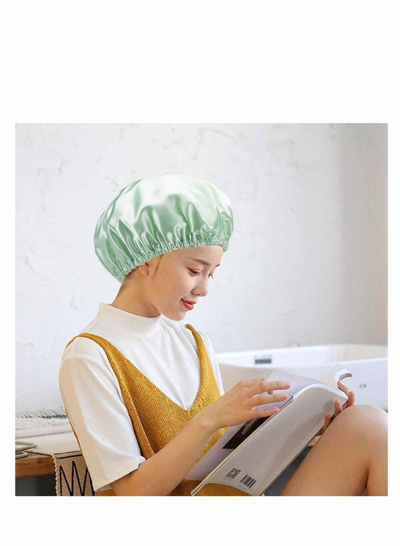 4 Pack Shower Cap, Luxury Cap Waterproof  Double Layer Reusable Bath for Women Spa, Hair Salon, Home Hotel Travel Use - Image 5