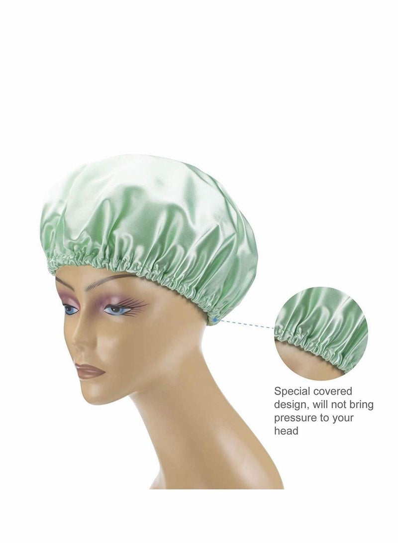 4 Pack Shower Cap, Luxury Cap Waterproof  Double Layer Reusable Bath for Women Spa, Hair Salon, Home Hotel Travel Use - Image 2