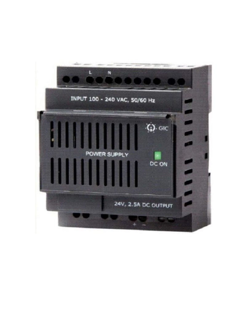 GIC Din Rail DB Mounted 100-240V to 24V DC 2.5A Single Output Switched Mode Power Supply Converter - Made in India  - Image 3