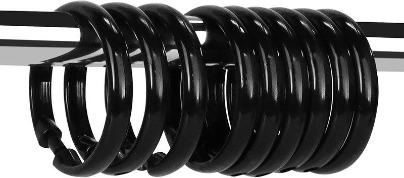 Qulable Black Shower Curtain Hooks Rings, 12 Pcs Circular Plastic Shower Curtain Rings for Bathroom, Plastic Shower Curtain Hooks for Shower Curtain Rod, Black Shower Hooks Rings for Shower Curtain - Image 1