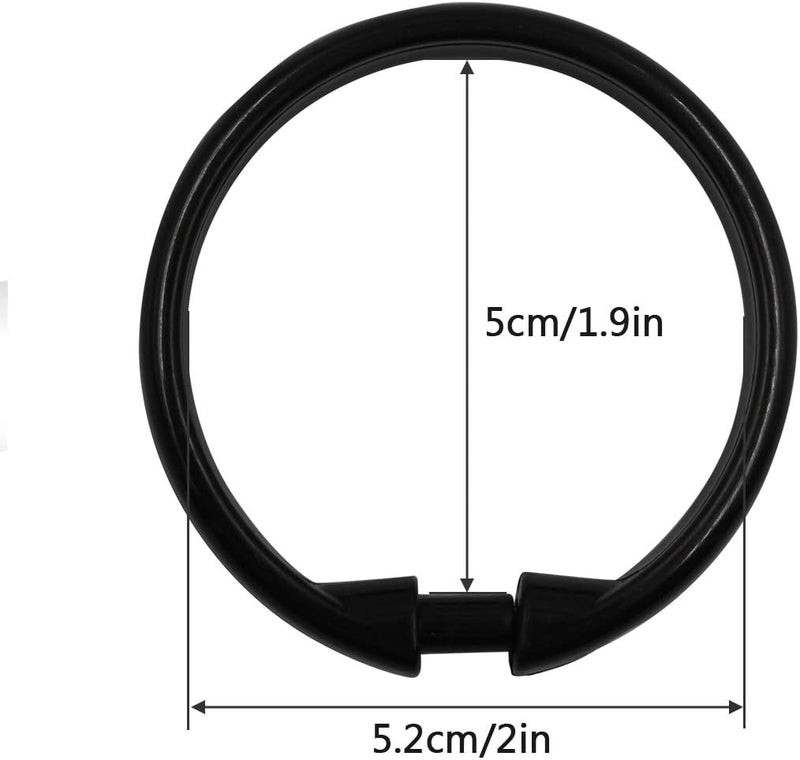 Qulable Black Shower Curtain Hooks Rings, 12 Pcs Circular Plastic Shower Curtain Rings for Bathroom, Plastic Shower Curtain Hooks for Shower Curtain Rod, Black Shower Hooks Rings for Shower Curtain - Image 5