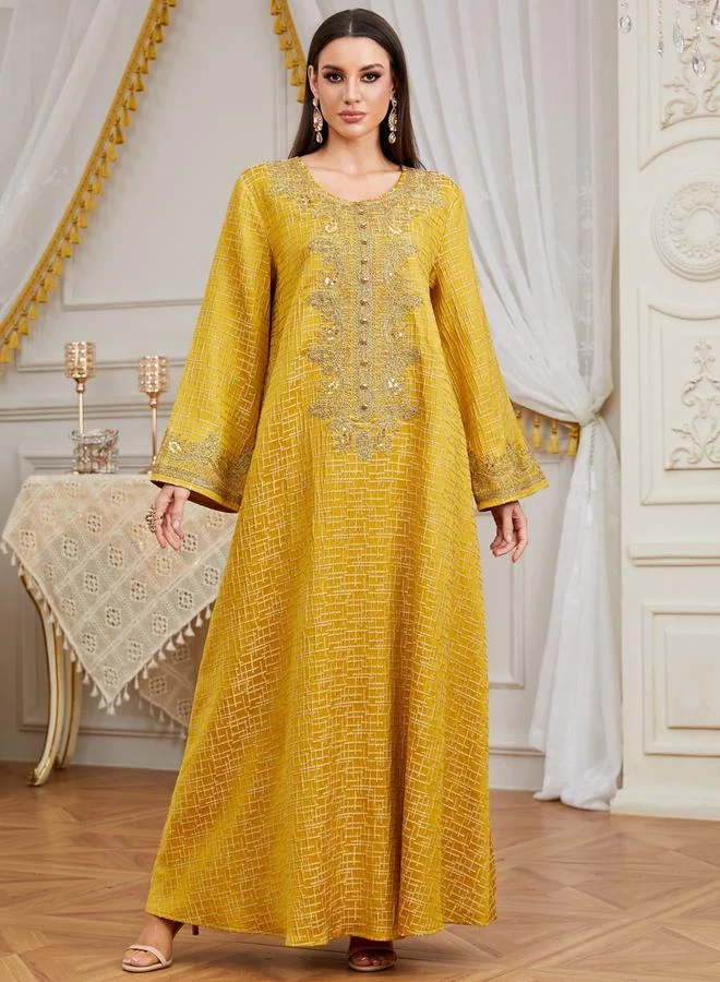 Take Two Women Texture Fabric Sequin Patch Detail Jalabiya