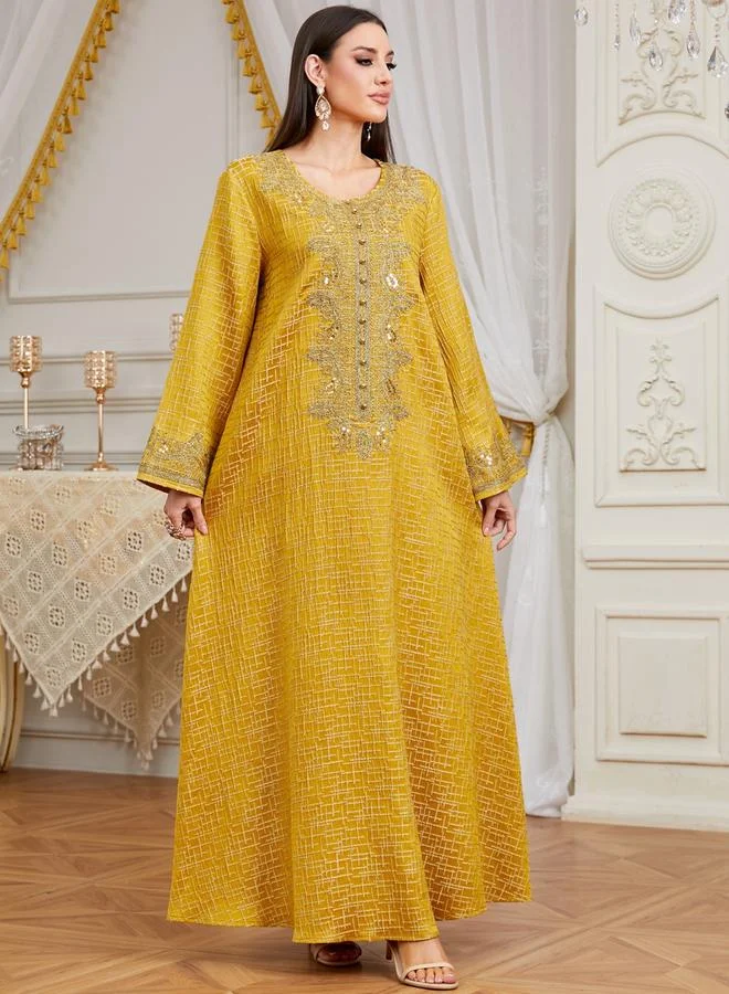 Take Two Women Texture Fabric Sequin Patch Detail Jalabiya