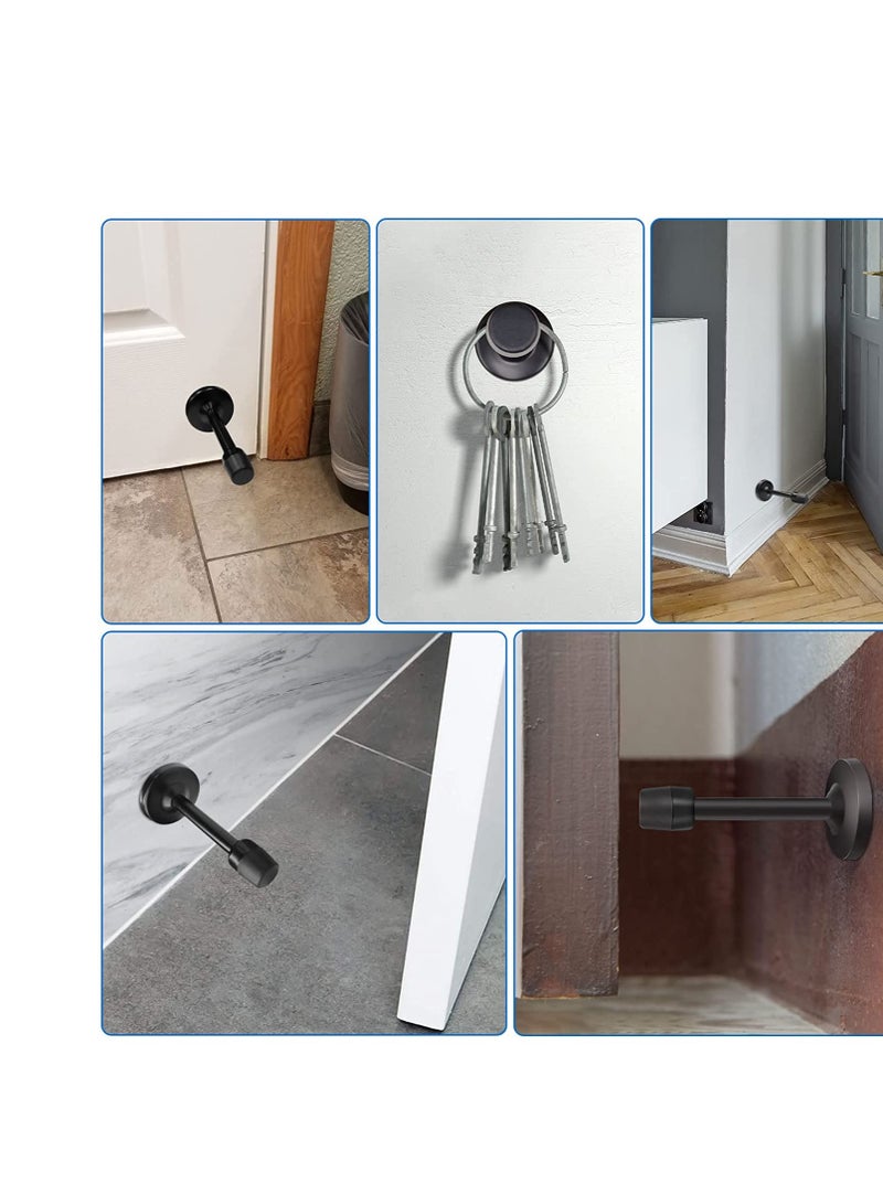 SOLARAE Door Stopper Black Stop Wall Mount with Rubber Bumper Tip for Sound Dampening Doorstop Protector Indoor Outdoor 2 Pack - Image 3