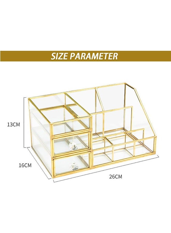 Glass Makeup Organizer Cosmetic Storage Box Skincare Display Rack with Drawers for Bathroom Vanity Bedroom Dresser Countertop Jewelry Box - Image 4