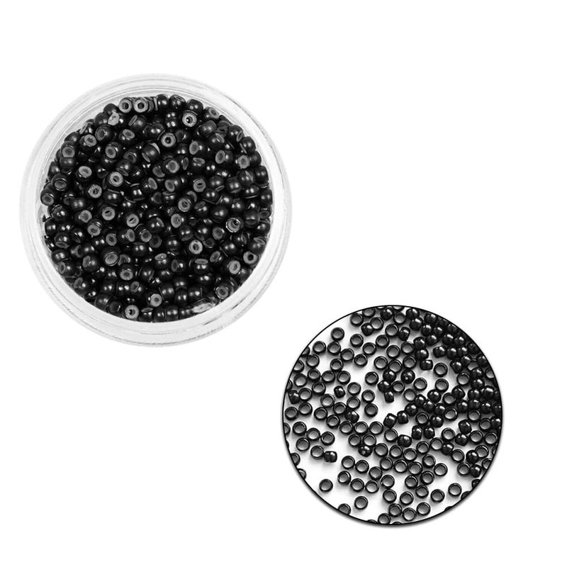 blushia BLUSHIA 500 PC Nano Rings for Hair Extension Aluminum With Silicone Nano Rings Beads Loop For Human Feather Hair Extension Tip Black - Image 1