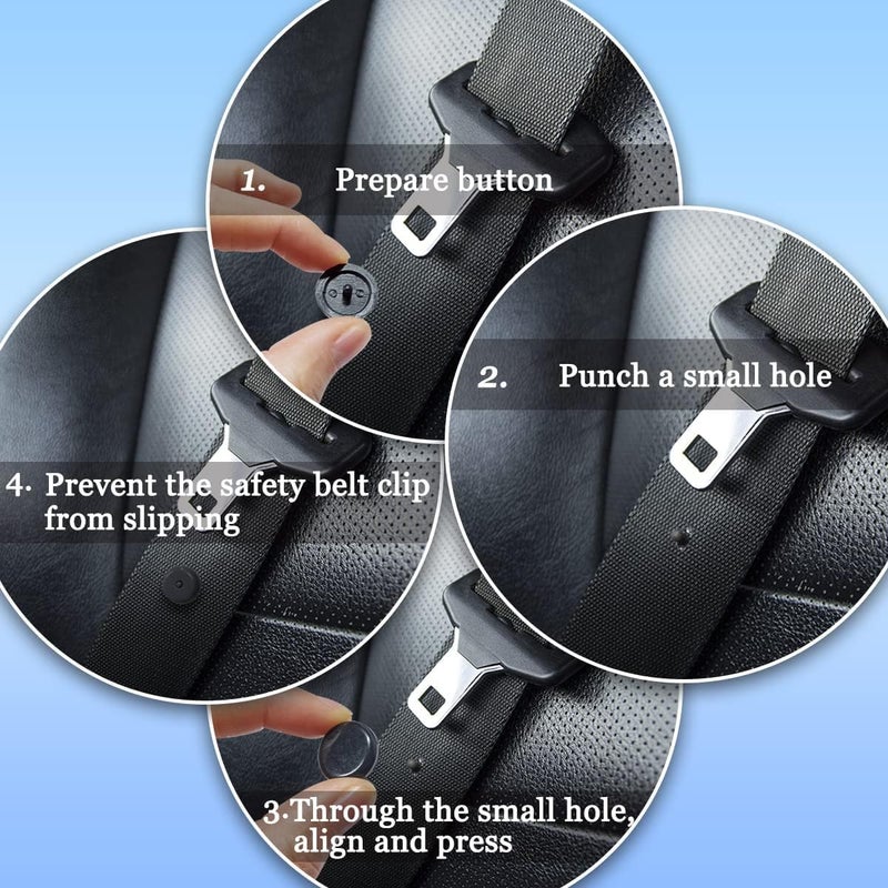 Universal Fit Seatbelt Stopper Kit - 5 Sets Snap-on Seat Belt Button Stop - Image 3