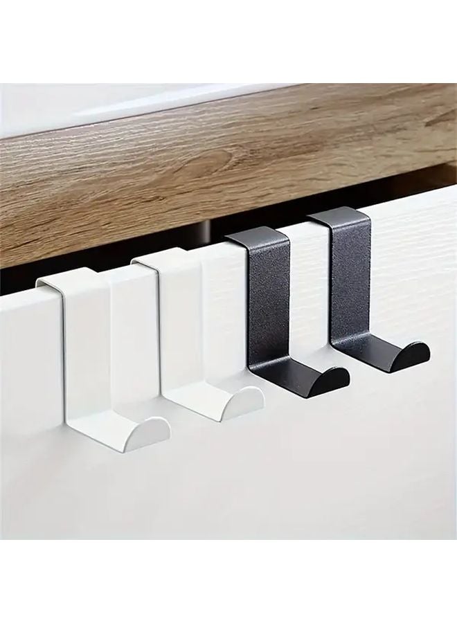 4Pcs Black S Shaped Hooks No Drill Cabinet Door Mounts Space Saving Storage - Image 2