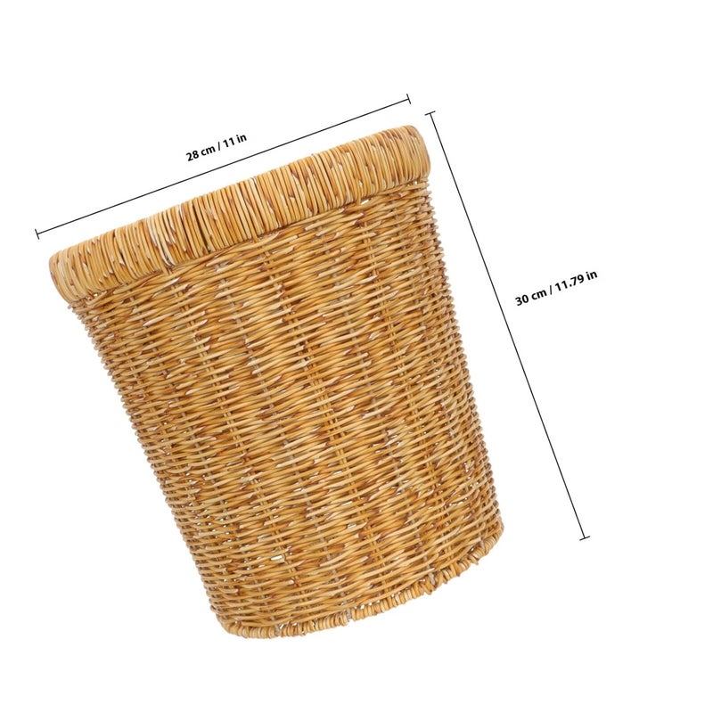 Healeved Woven Rattan Trash Basket Plastic Wastebasket for Kitchen and Bedroom, Sundries Storage Organizer, Lightweight Home Office Garbage Can - Image 2