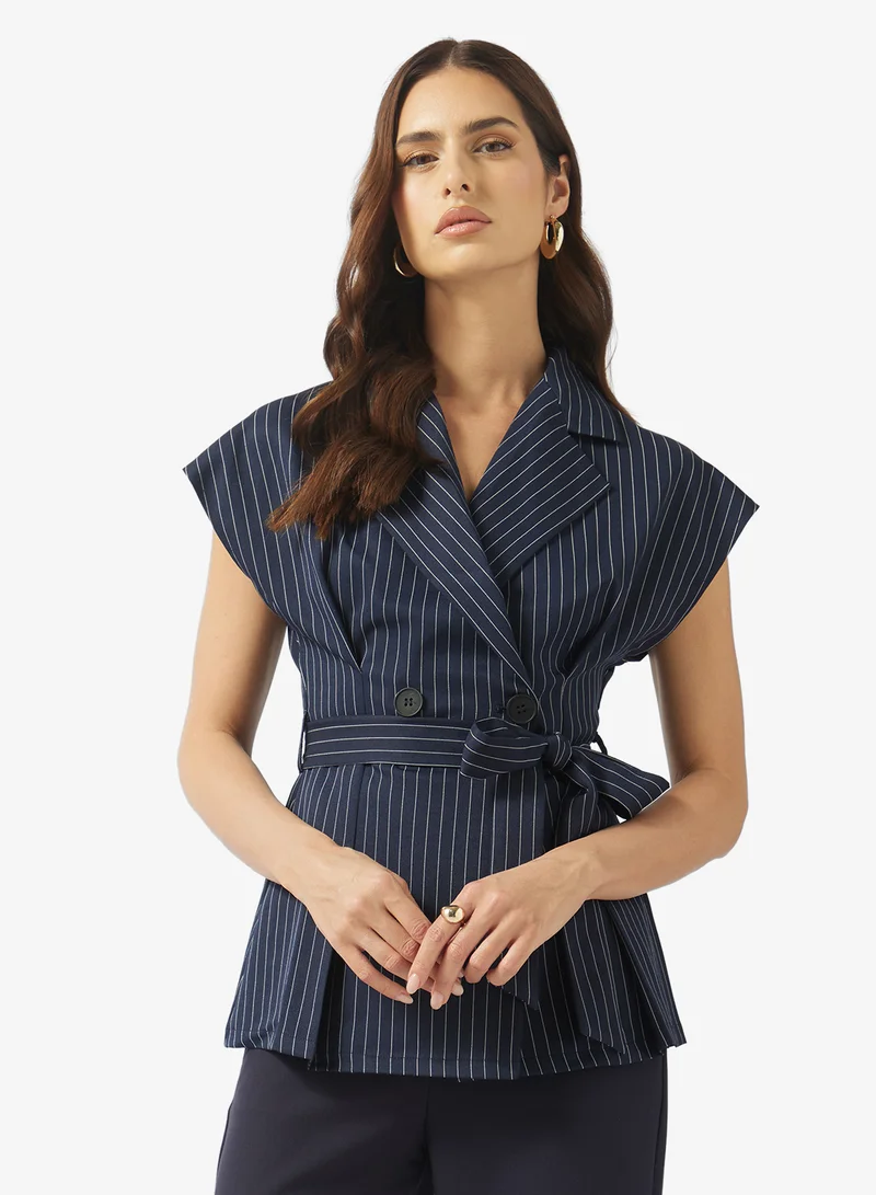 ELLA Pinstripe Wrap Top