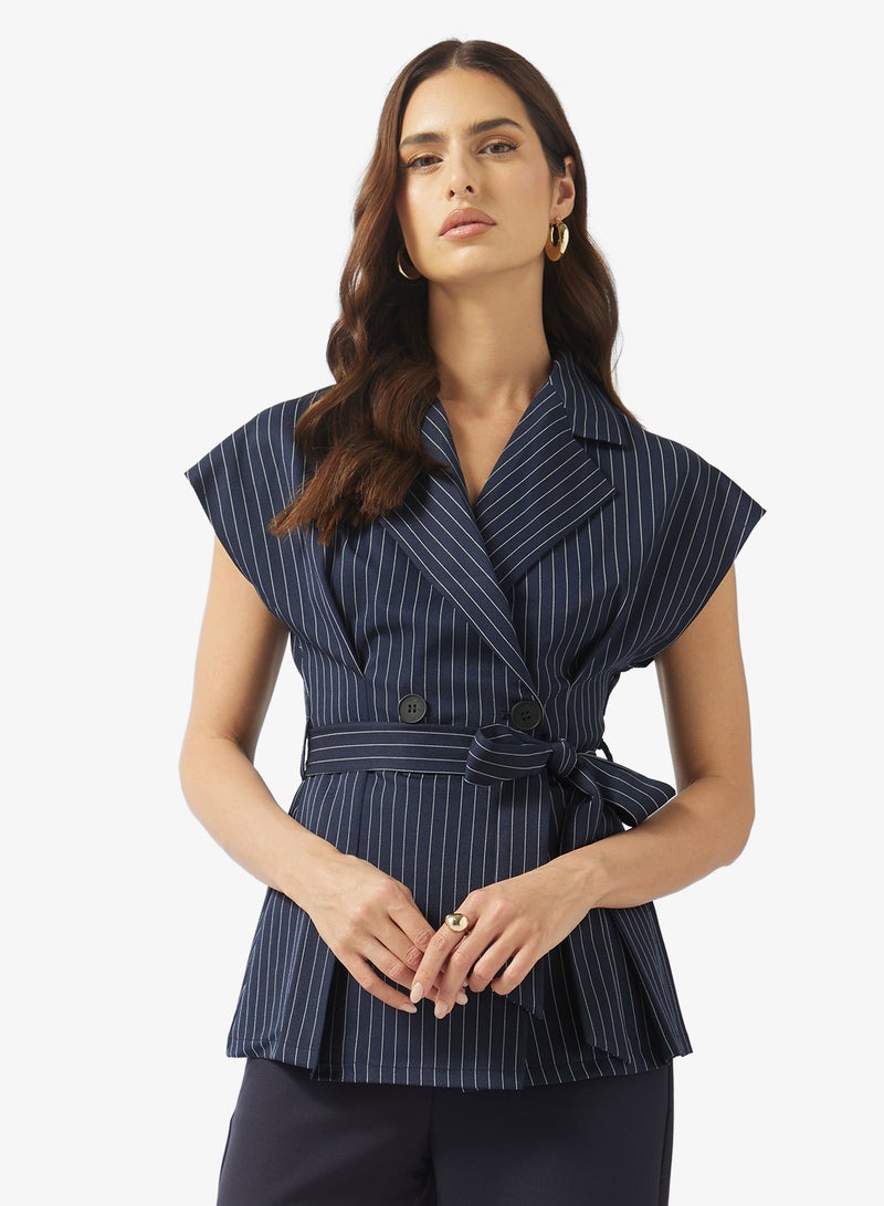 ايلا بلوزة ملفوفة مخططة - Image 1