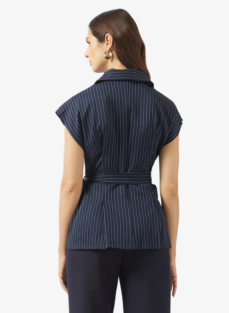 ELLA Pinstripe Wrap Top