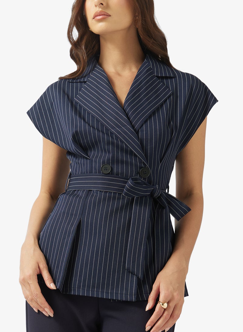 ايلا بلوزة ملفوفة مخططة - Image 3