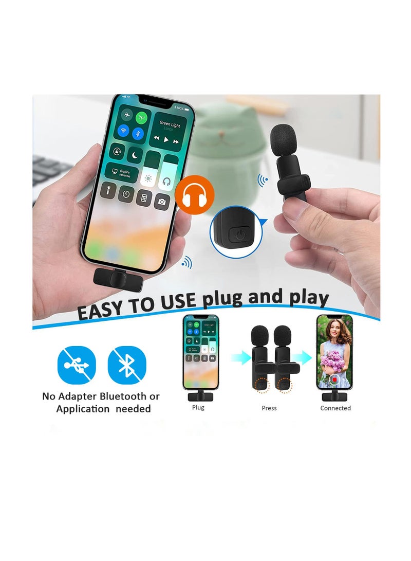ميكروفون لاسلكي احترافي على شكل طية صدر السترة لأجهزة iPhone وiPad - ميكروفون تسجيل مكثف متعدد الاتجاهات لاسلكي لإجراء المقابلات ومقاطع الفيديو والبودكاست ومدونات الفيديو على YouTube - Image 4