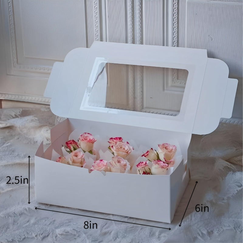 VANKUTL 8x6x2.5In 20pcs White Cookie Boxes with Window, Pastry Boxes for Gift Giving, Treat Boxes for Bread, Donuts, Valentine's Day, Women's Day, Mother's Day, Christmas, and Holiday Gatherings. - Image 2